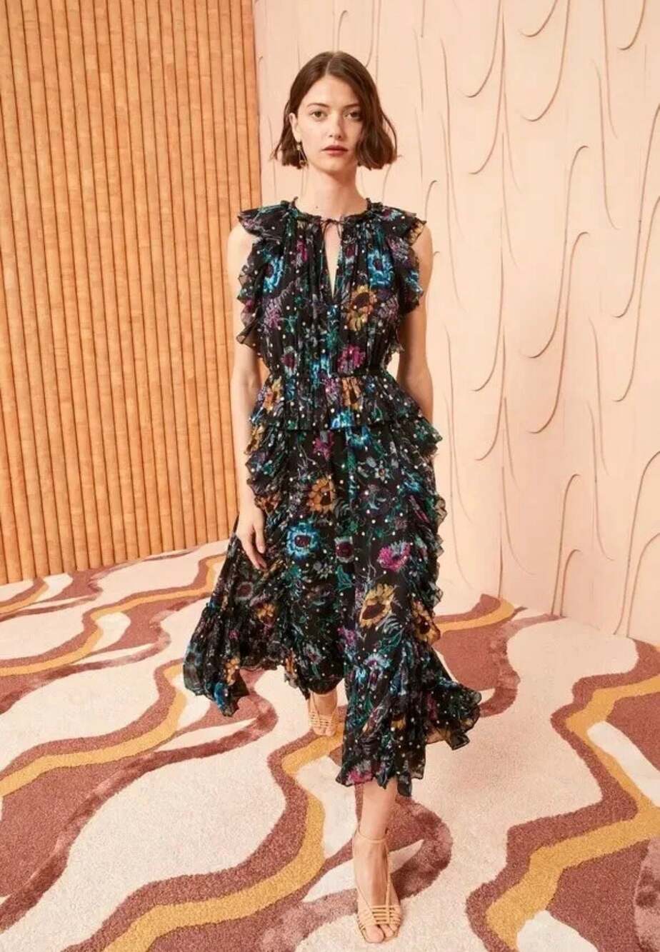 Ulla Johnson Adrienne Dress in Black Iris size 6